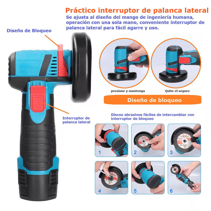 Amoladora Angular Flex + x2 Baterías