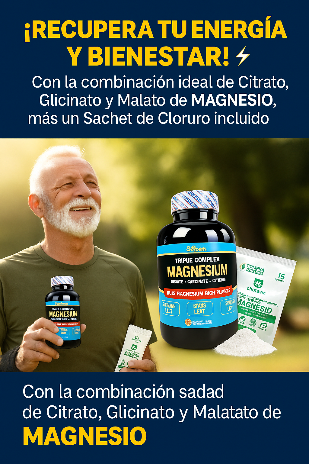Magnesio Americano 60 cápsulas + Sachet Cloruro – Energía y Bienestar