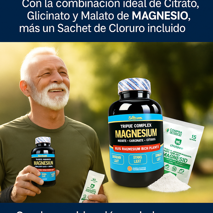 Magnesio Americano 60 cápsulas + Sachet Cloruro – Energía y Bienestar